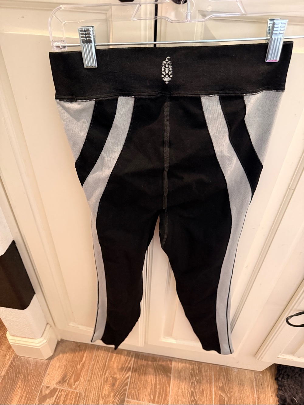 Free People Black and Gray Colorblock Leggings